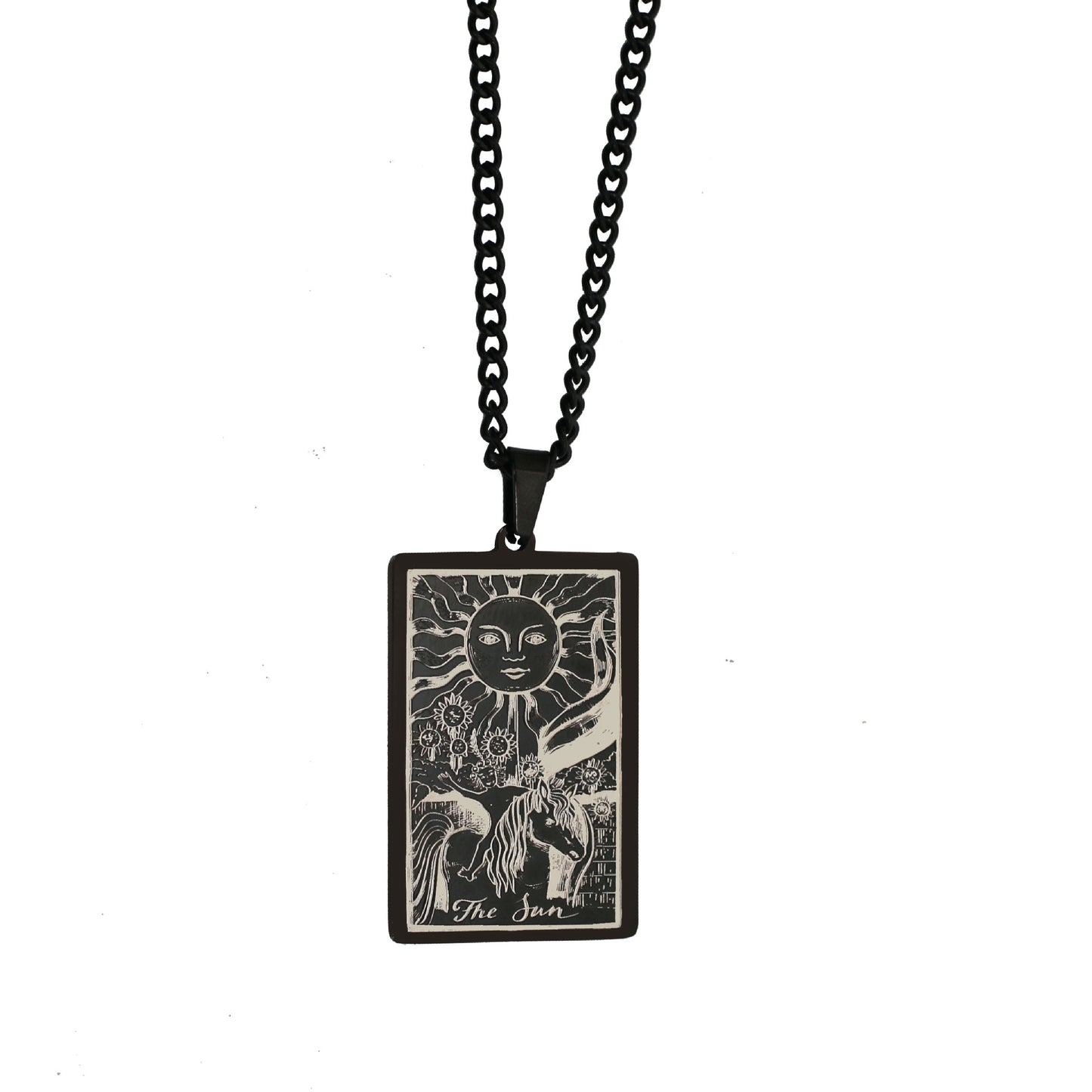 Zhang Tarot Titanium Steel Retro Rectangular Necklaces