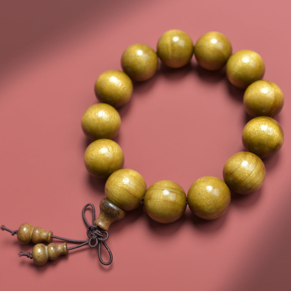 Men's S. Lee Natural Crafts Phoebe Gold Silk Water Ripple Wooden Bracelet