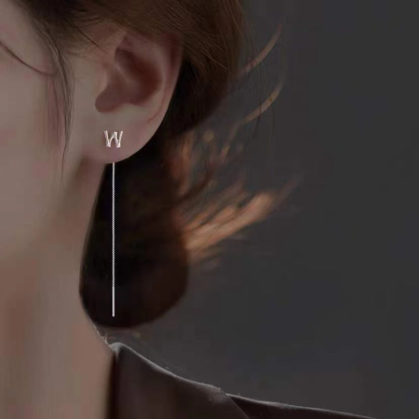 Sier English Letters Trendy Light Luxury High-grade Elegant Face Slimming Ear Line