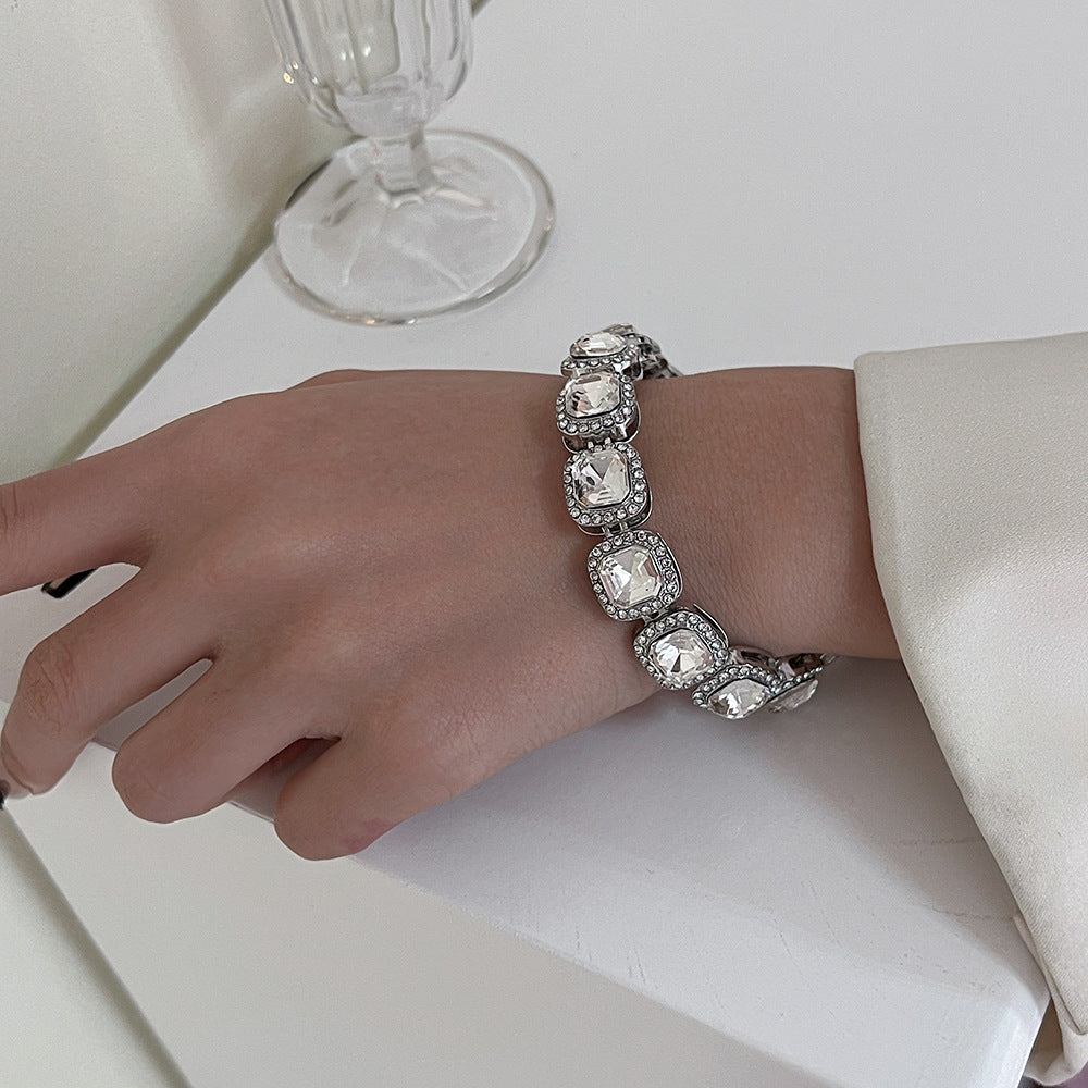 Women's & Men's Korean Style Hip Hop Design Rock Candy Diamond Titanium Steel Bracelets