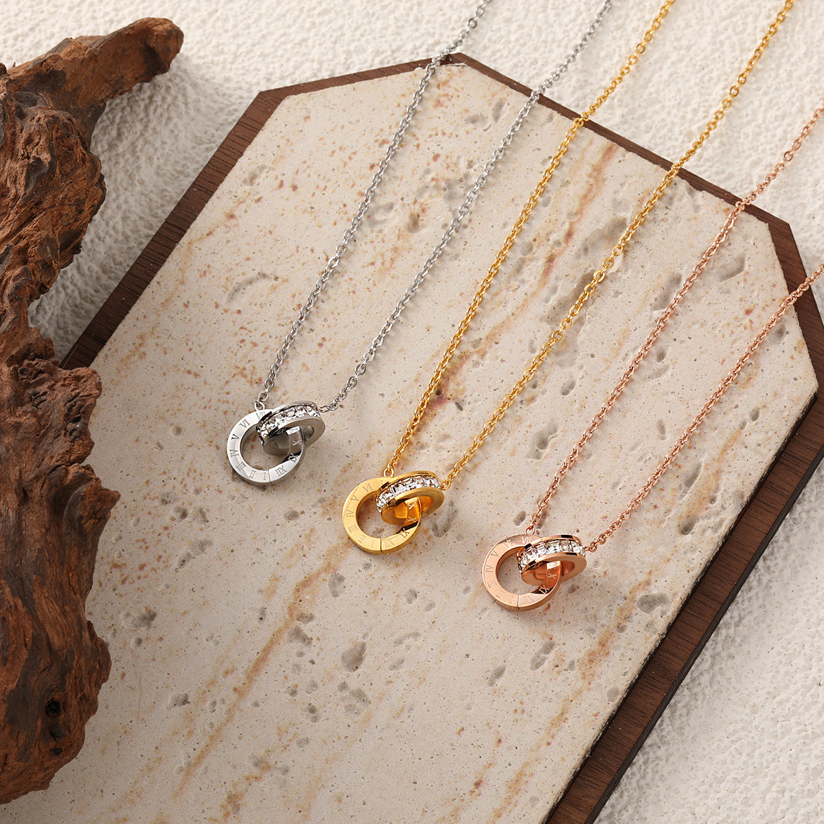 Women's Personality Affordable Luxury Roman Numerals Double Fashion Simple Necklace