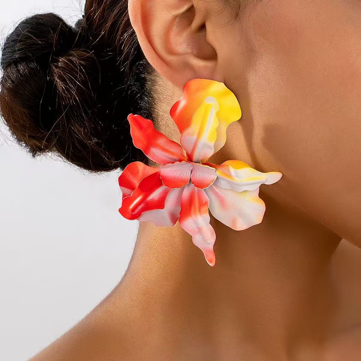 Women's Pleated Paint Flower Ear Sweet Handmade Rings