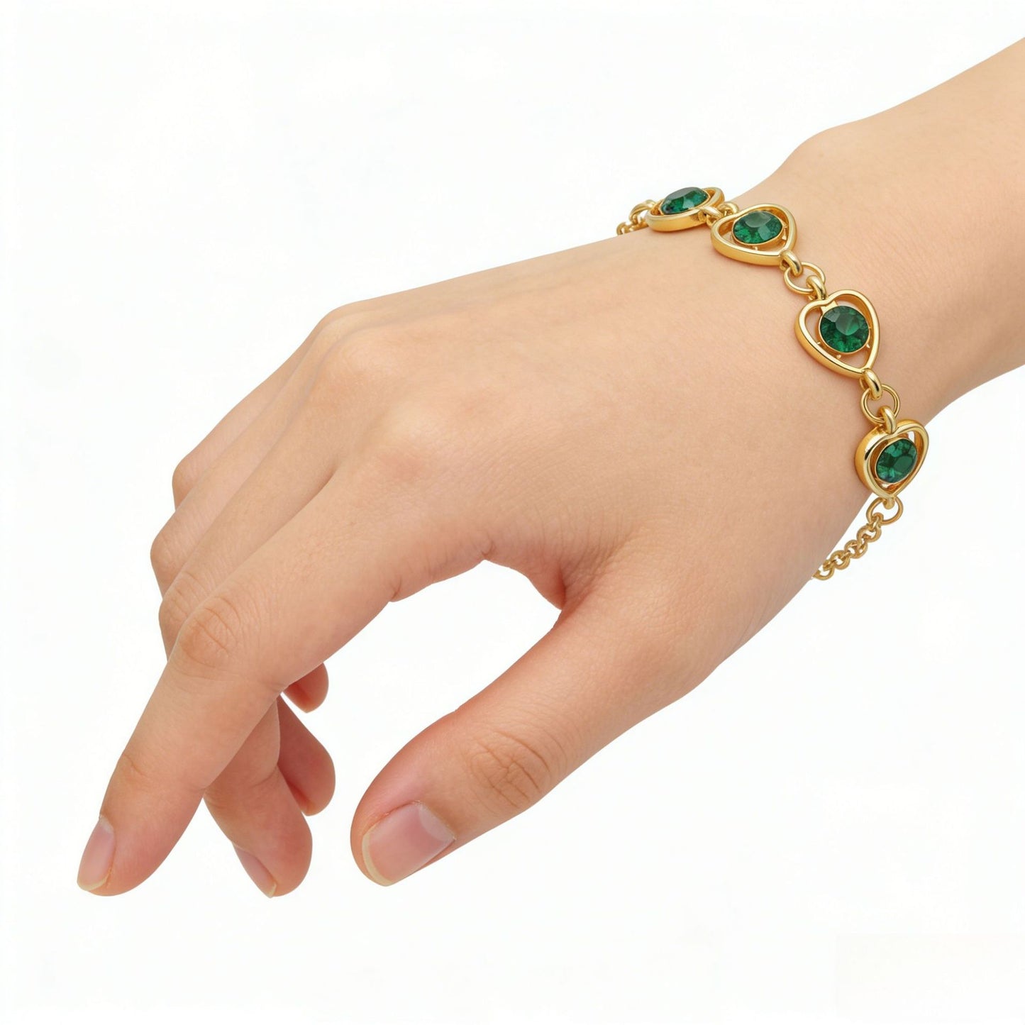 Six Peach Heart Crystal Fashion Elegant Single Hollow Shape With Bracelets