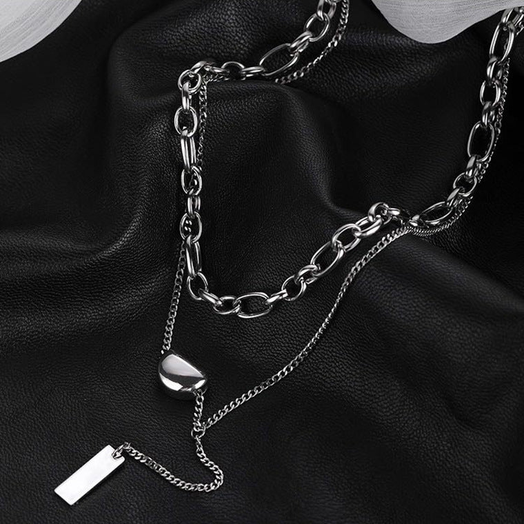 Women's Titanium Steel Simple Lucky Twin Clavicle Chain Neck Necklaces