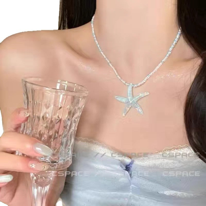 Style Shell Beaded Adjustable Design Hand-made Braided Rope Sweet Clavicle Necklace