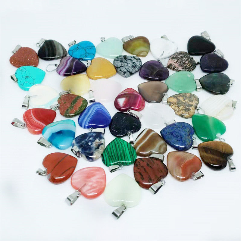 Stone Love Crystal Agate Heart Peach Pendants