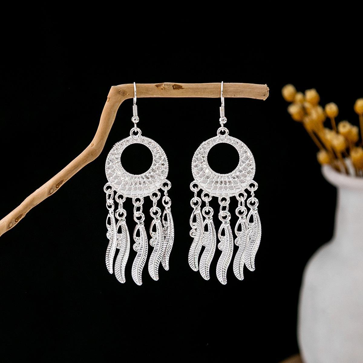 Miao Sier Personality Hollow Out Leaf-shaped Fashion Earrings