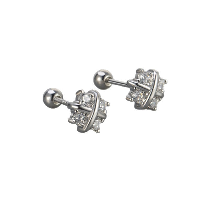 Screw Niche Exquisite Shining Diamond Graceful Stud Earrings