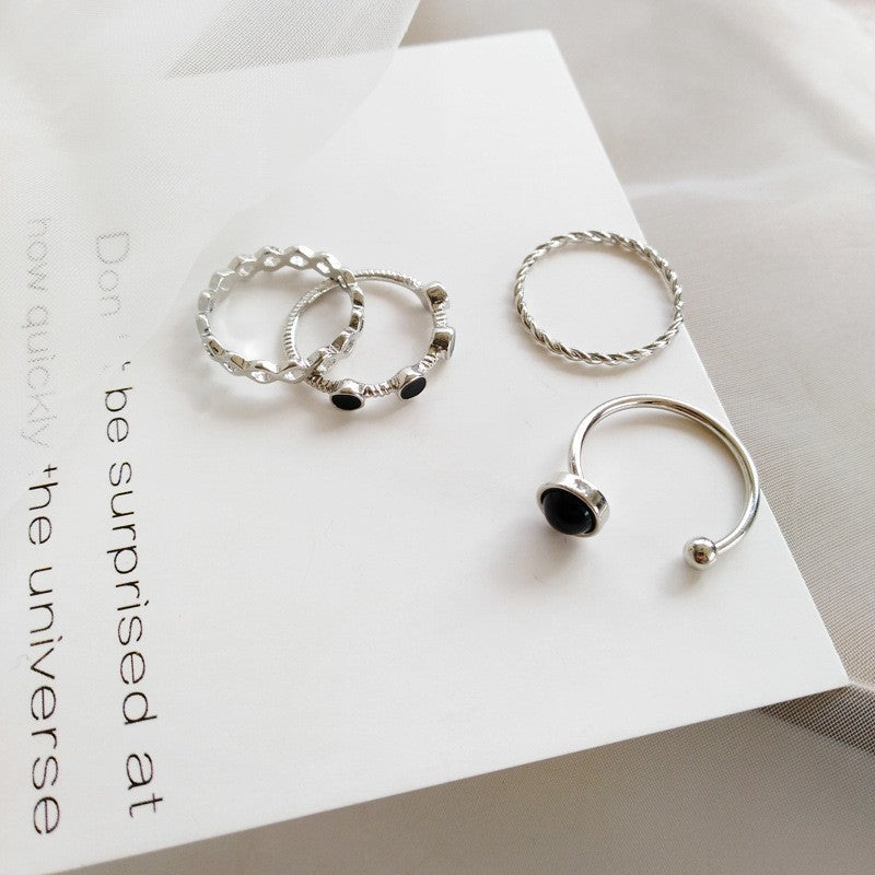 Cold Style Simple Suit Combination Female Opening Adjustable Index Finger Ring