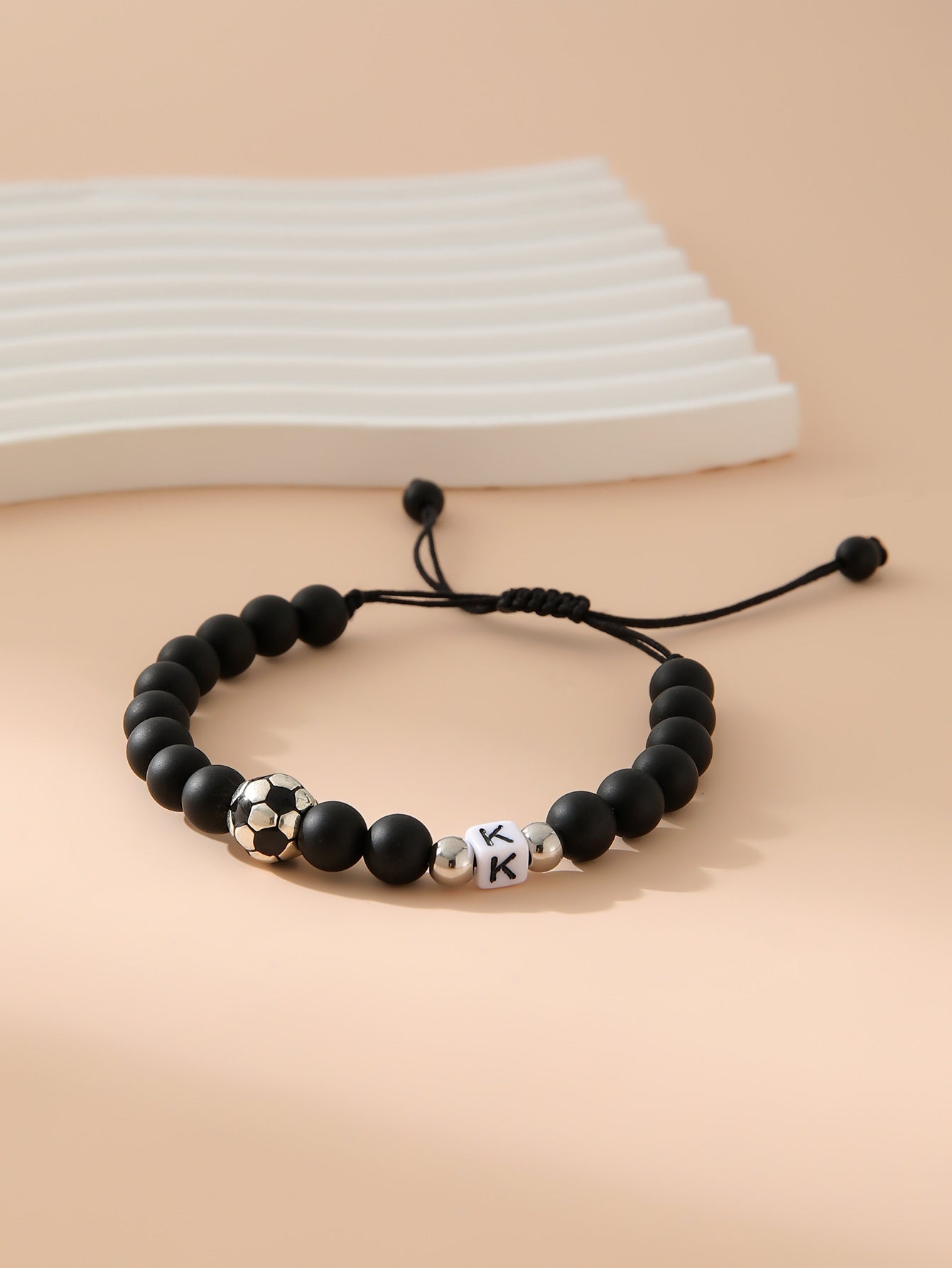 Women's & Men's Black Frosted Football Letters Adjustable For Bracelet