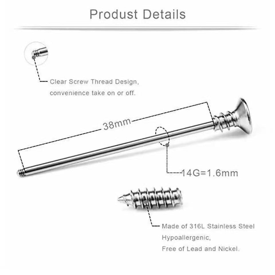 Stainless Steel Barbell Dumbbell Ear Bridge Nails Long Stud Earrings