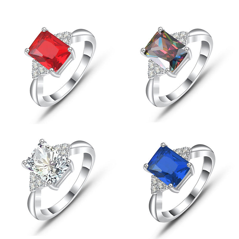 Classic Fashion Simple Inlaid Couple Zircon Ring