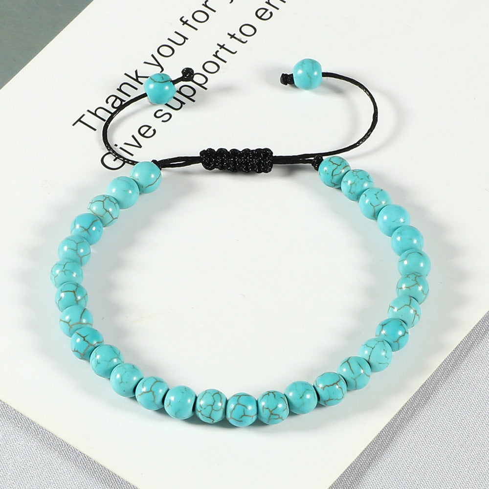 Fashion Haematite Beaded Turquoise Braided Rope Bracelet