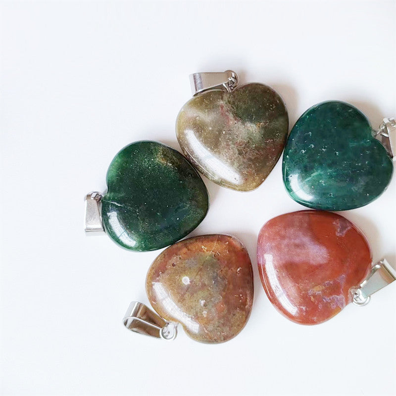 Stone Love Crystal Agate Heart Peach Pendants