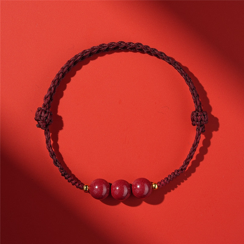 Life Red Rope Woven Cinnabar Jade Ethnic Style Advanced Bracelets
