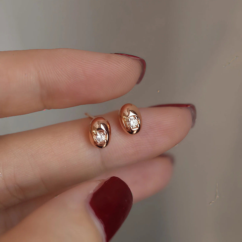 Women's Sier Plating Rose Gold Rhinestone Bean-shaped Small Exquisite Daily Commuter Rings