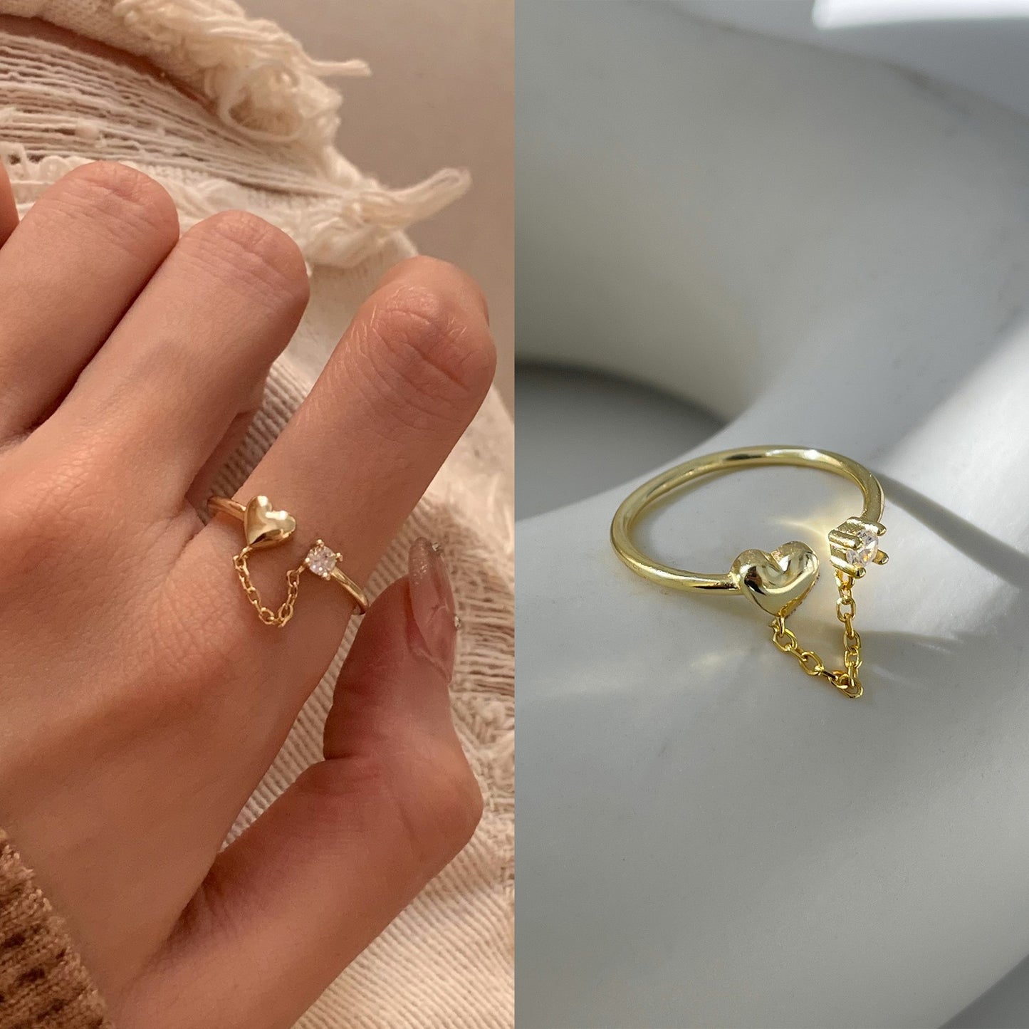 Women's Pull-out Adjustable Retro Fashion Flower Tassel Chain Ring
