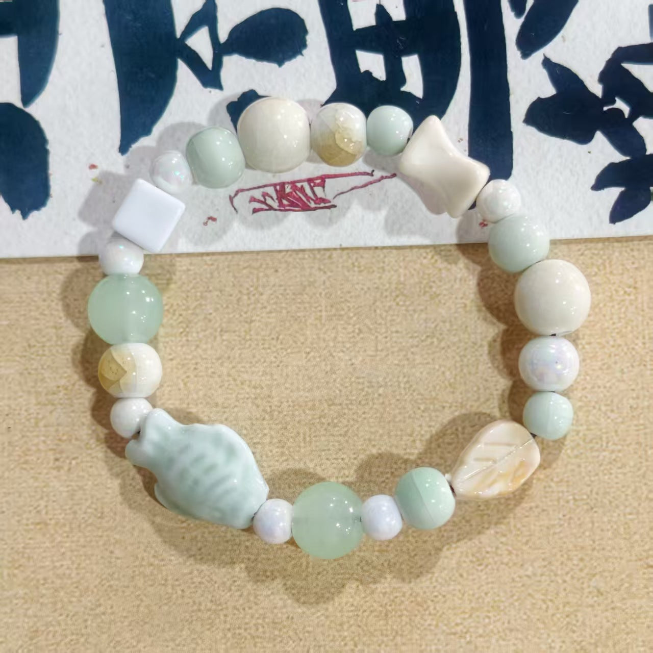 Artistic Handmade Ceramic Single Circle Ethnic Bracelet