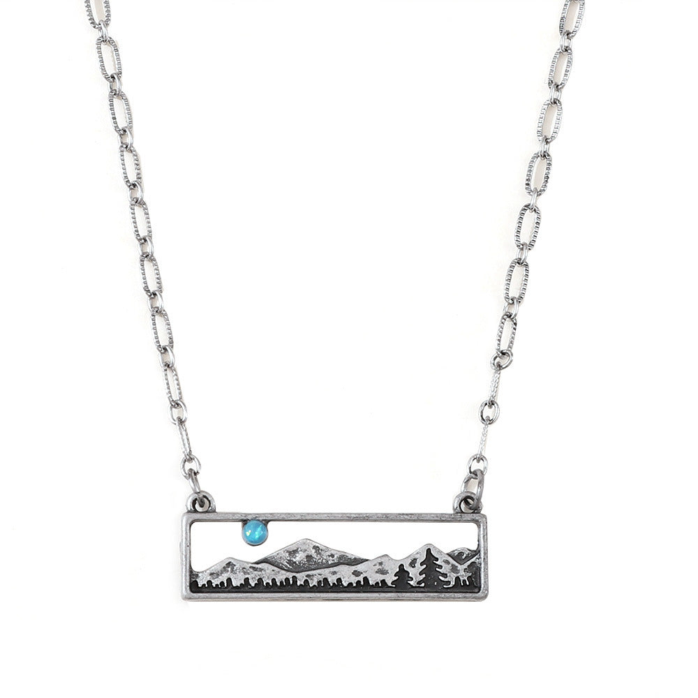 Fashion Vintage Square Turquoise Cross Boho Clavicle Pendants