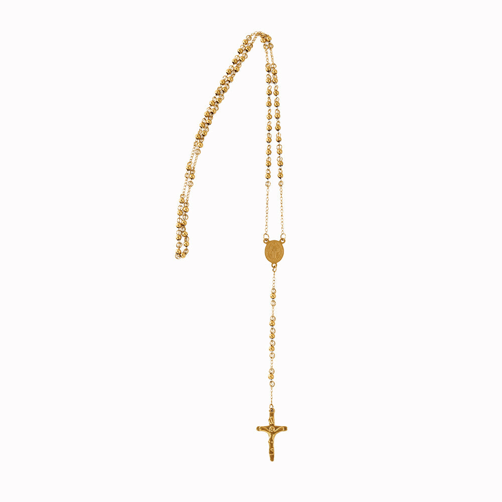 Round Beads Three-color Cross Virgin Lady Fashion Necklace