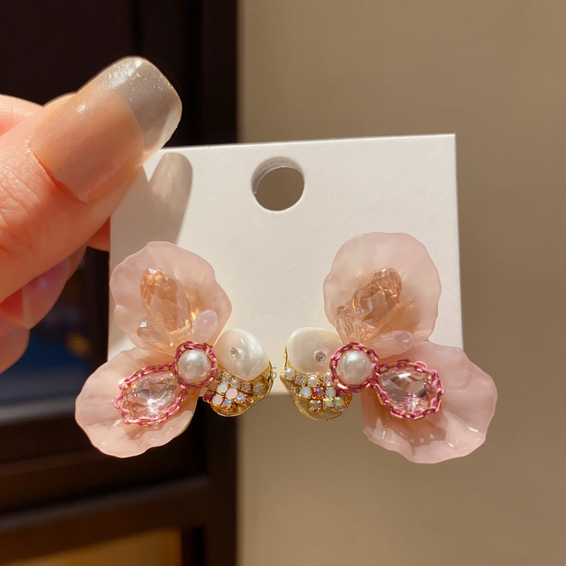 Flower Sweet Fresh Elegant Light Luxury Stud Earrings