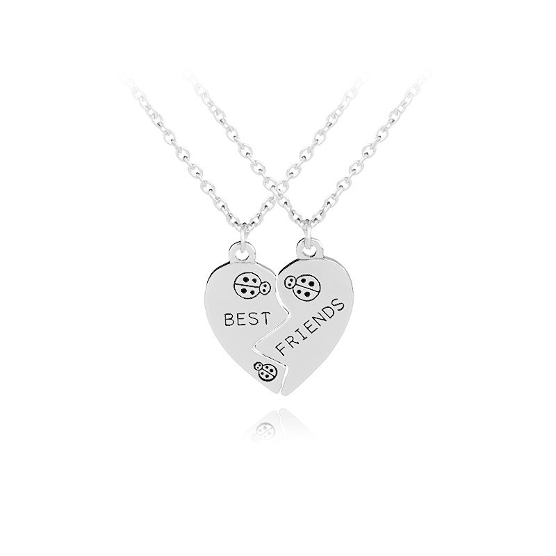 Friend Metal Stitching Love Peach Heart Necklace