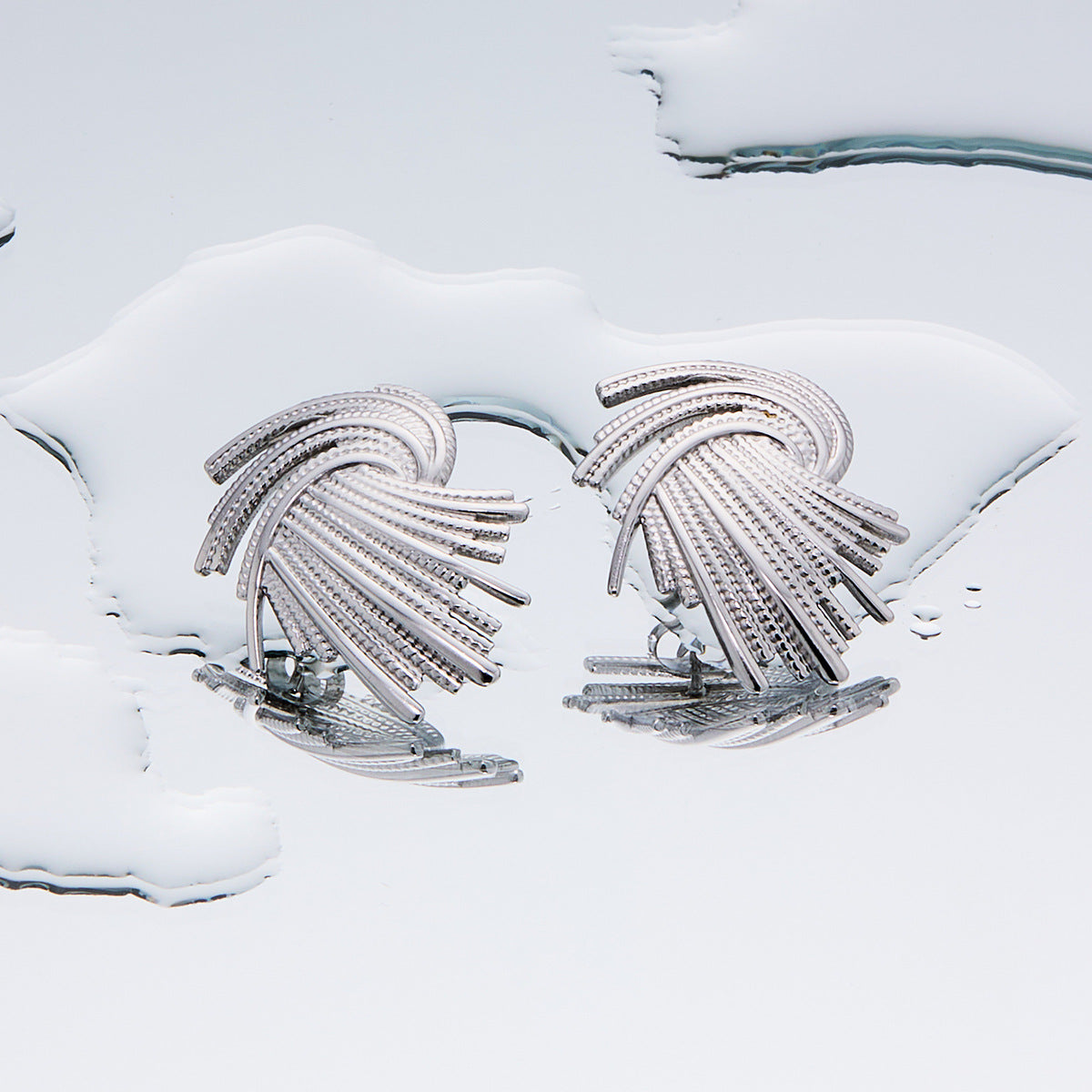 Women's Fashion Exaggerated Titanium Steel Ear High Sense Design Electroplating Stud Earrings
