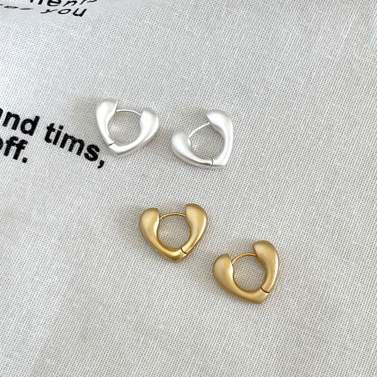 Women's Heart Exquisite Fashion Sier Needle Ear Clip Unique Beautiful Earrings