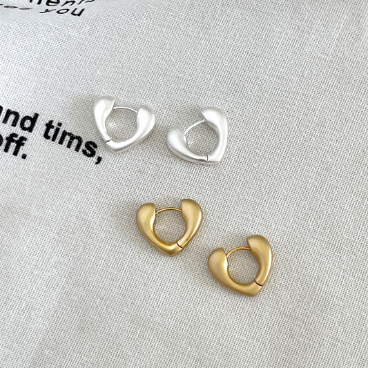Women's Heart Exquisite Fashion Sier Needle Ear Clip Unique Beautiful Earrings