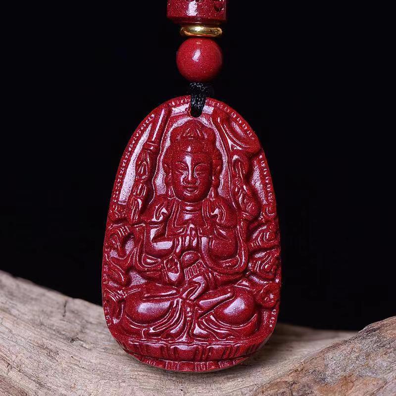 Women's & Men's Natural Cinnabar Buddha Void Tibetan Bodhisattva Pendants