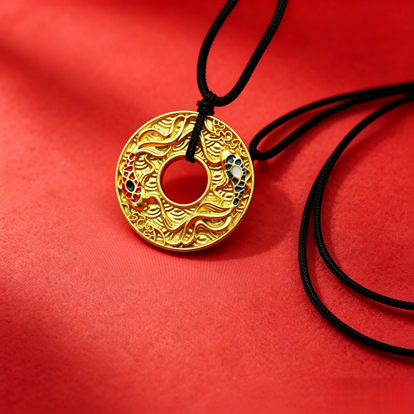 Longevity Lock Safety Hollow Bell Braid Rope Fu Female Golden Necklace