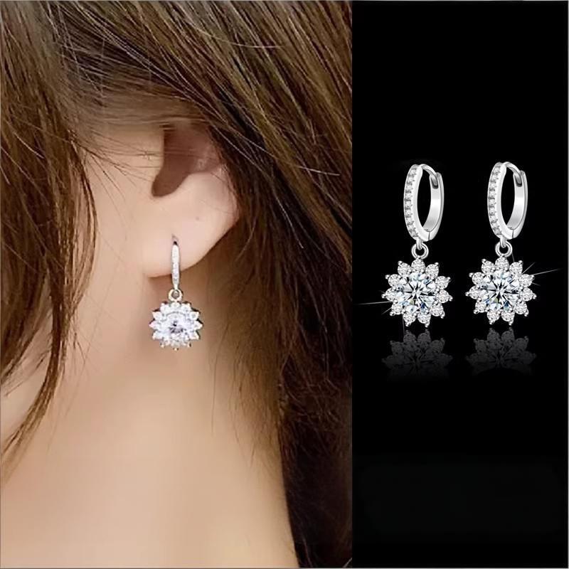 Women's Sunflower Full-jeweled Advanced Light Luxury Personalized Stud Earrings