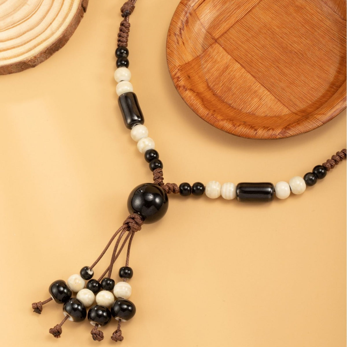 Women's Style Ceramic Bohemian Tassel Sweater Chain Necklace