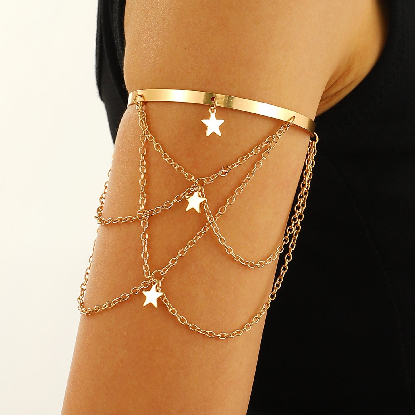 Niche Adjustable Arm Chain Metal Lanyard Tassel Armband Vacation Style Bracelets