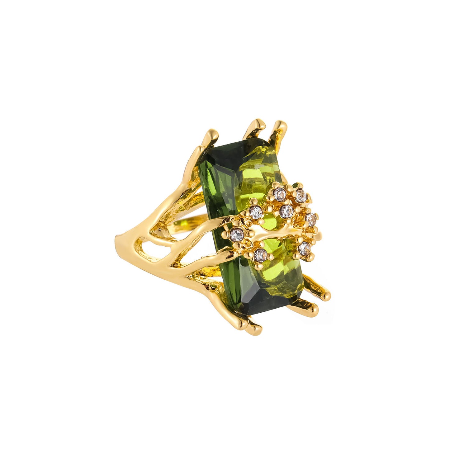 Inlaid Ink Blue Diamond Personality Ladies Ring
