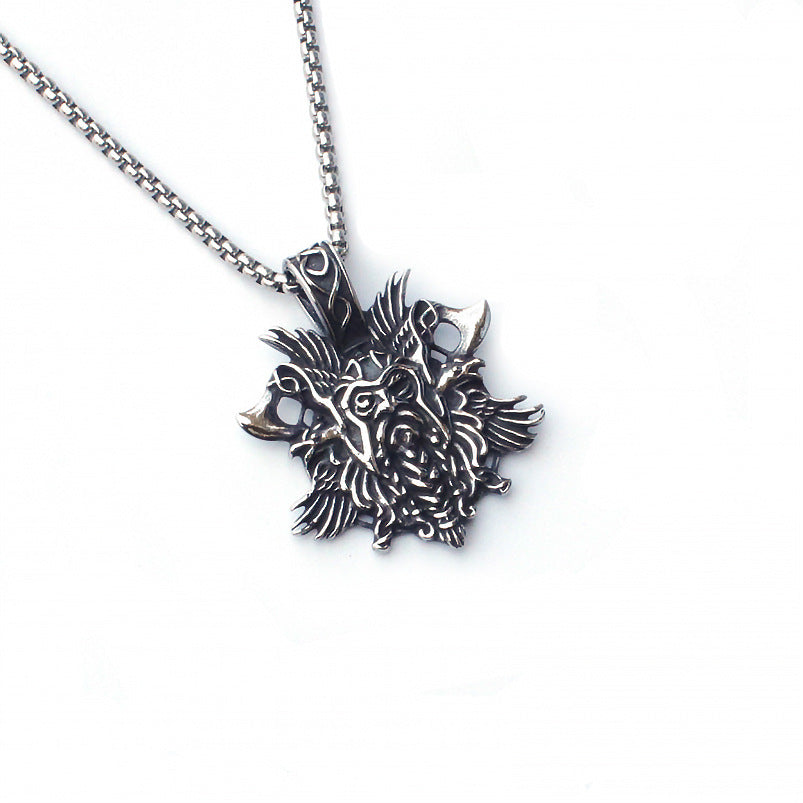 Men's Sier Dragon Retro Style Hip Hop Necklaces