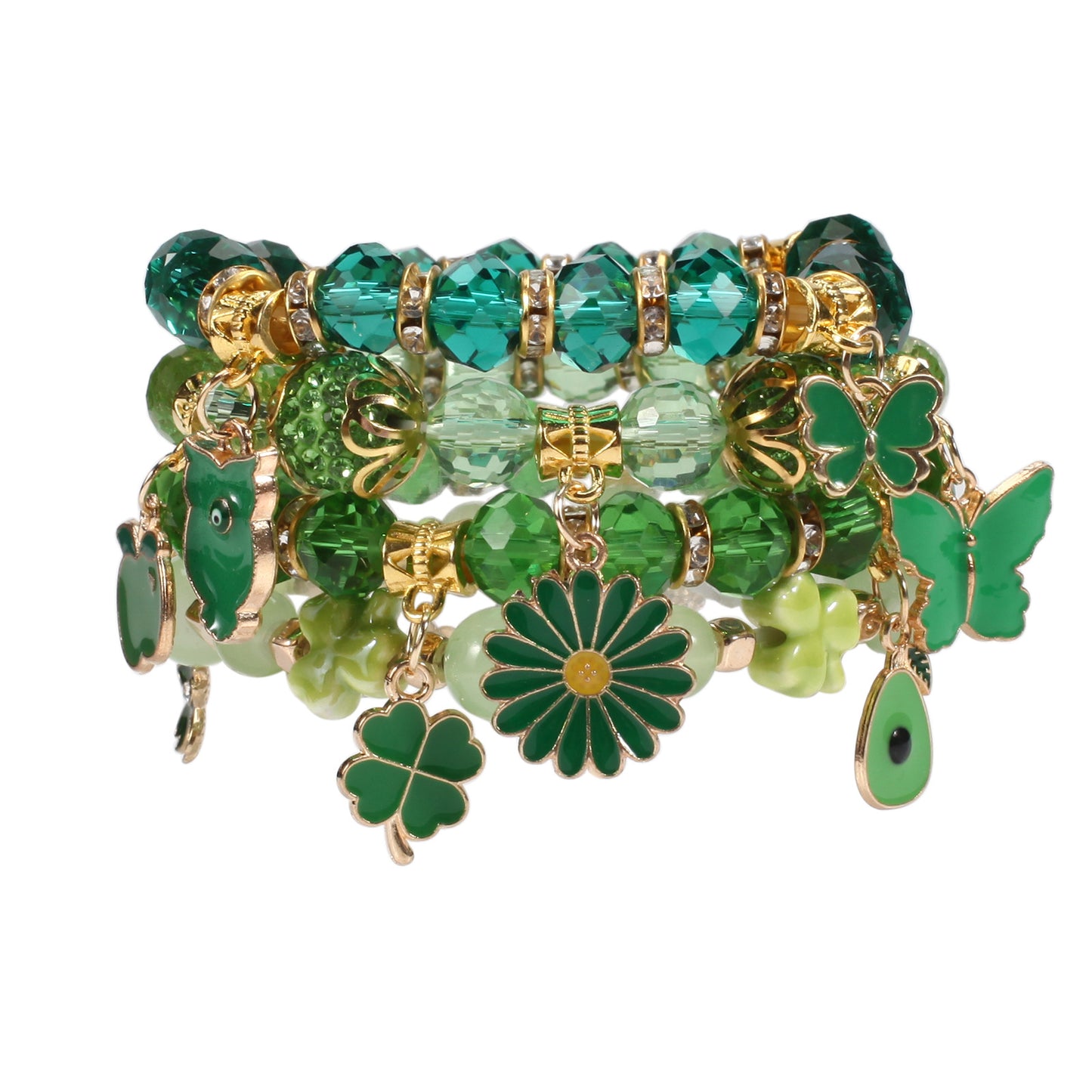 Irish St. Day Clover Four-leaf Butterfly Bracelets