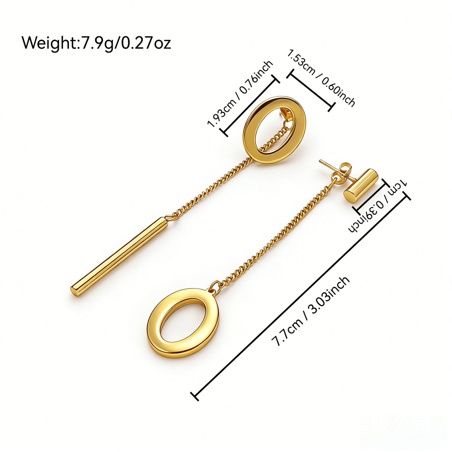 Style Geometric Ellipse High-grade Fashion Light Luxury Minority Stainless Stud Earrings