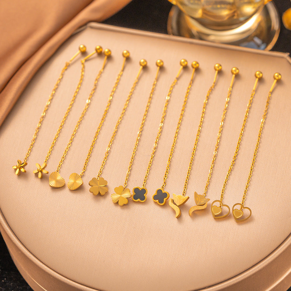 Steel Tassel Niche Design Hollow Heart Shaped Love Female Simple Ear Line