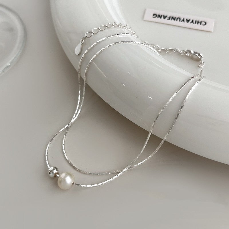 Sier Plated Short Pearl Design Light Luxury High Necklaces