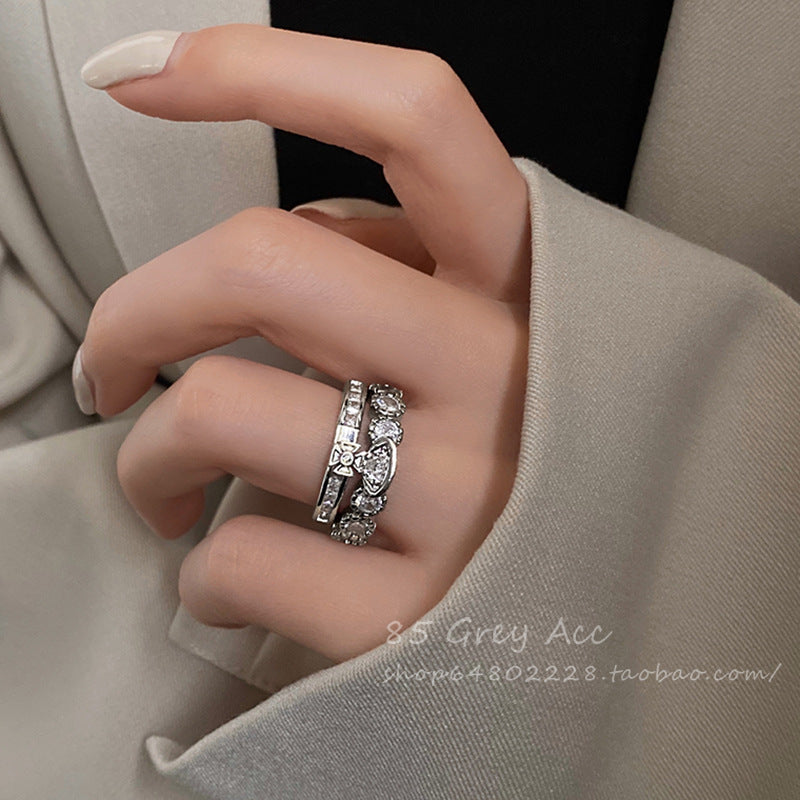 Women's Luxury Temperament Super Flash Zircon Detachable Rings