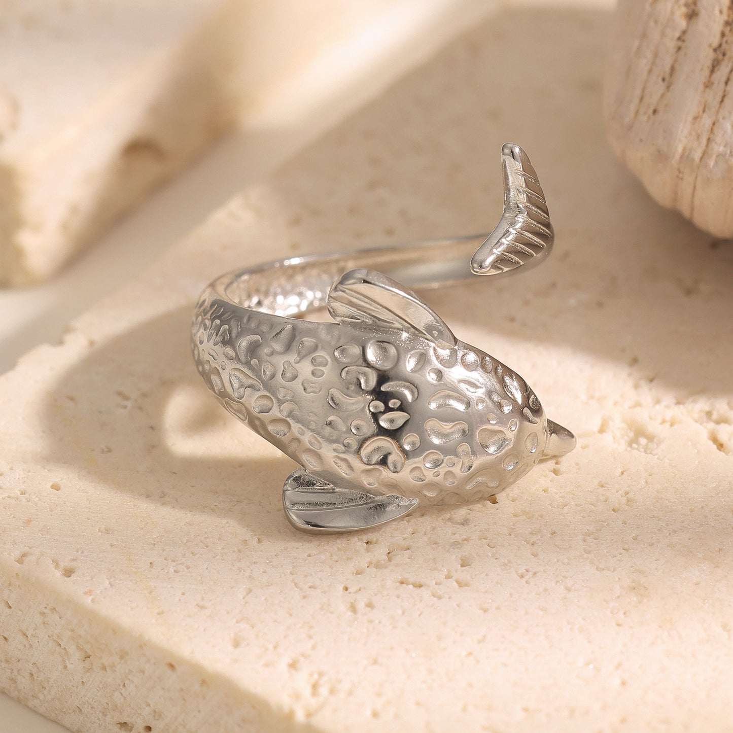Style Dolphin Personalized Series Adjustable Niche Stainless Ring