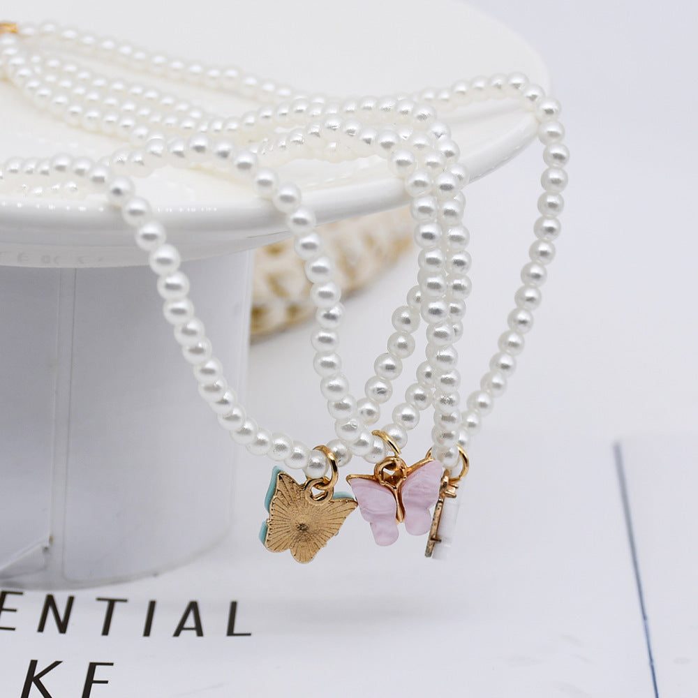 Ornament Opal Bow Pearl Clavicle Chain Necklaces