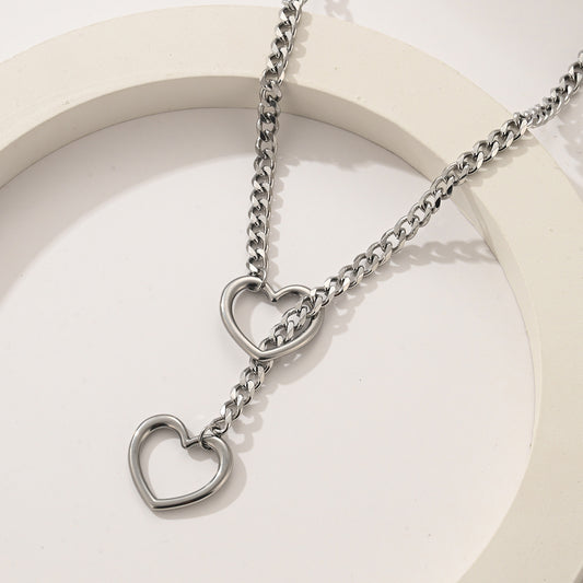 Punk Gothic Cuban Adjustable Love Heart Necklace