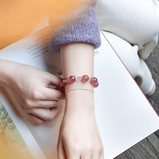 Women's Crystal Strawberry Wild White Fashion Pink Bracelet