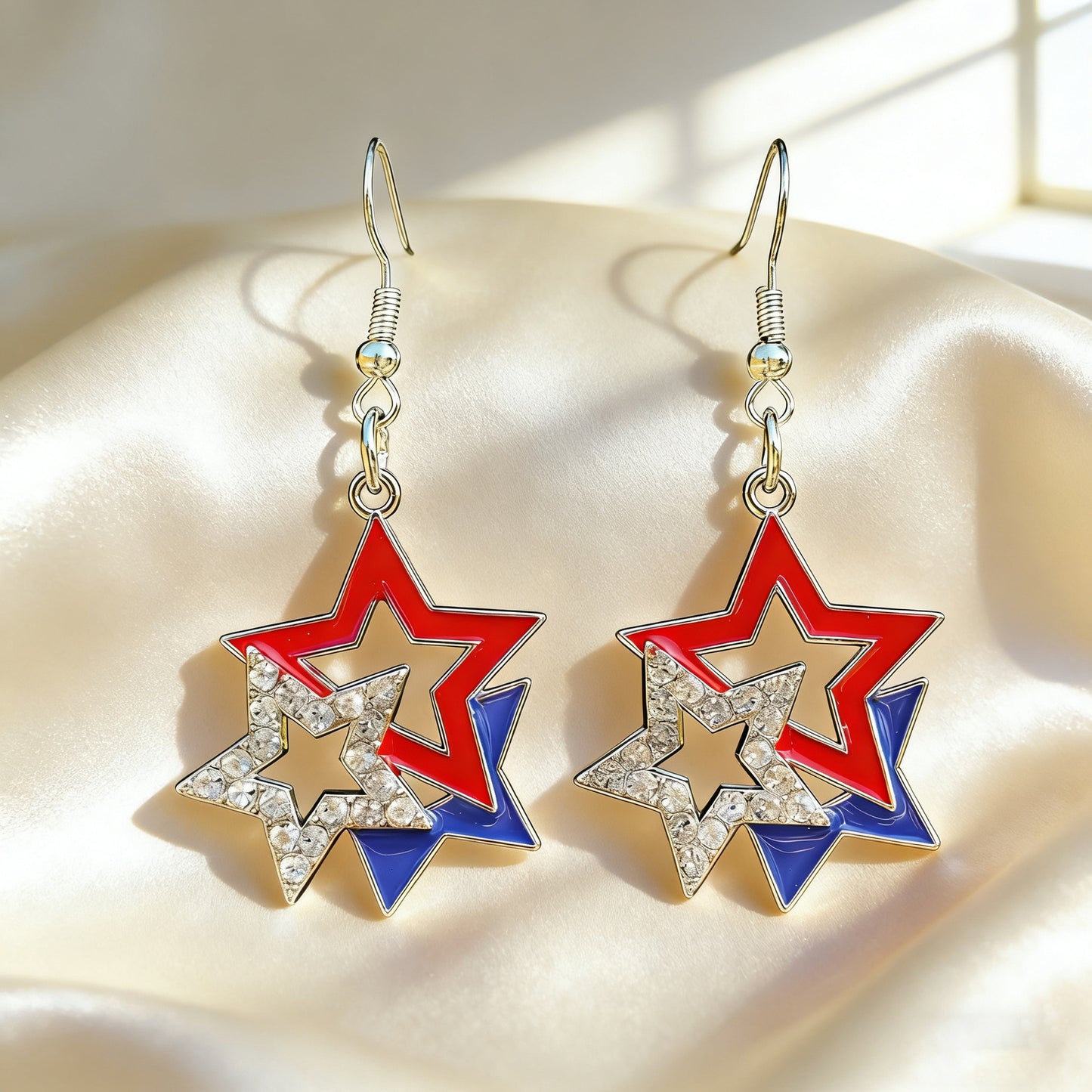 Independence Day Flag Love Five-pointed Star Earrings