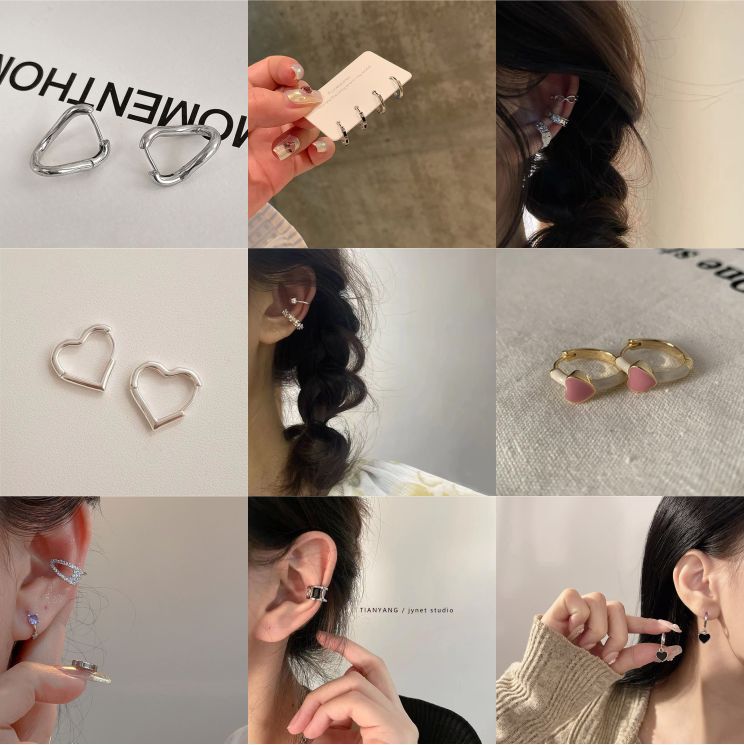 Women's Niche High-grade Small Two-piece Tea Clip Cold Earrings