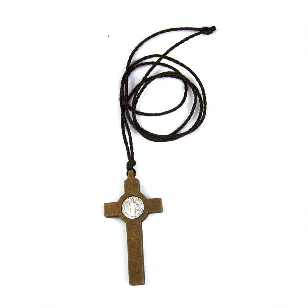 Popular Charming Cross Wooden Benedict Key Pendants