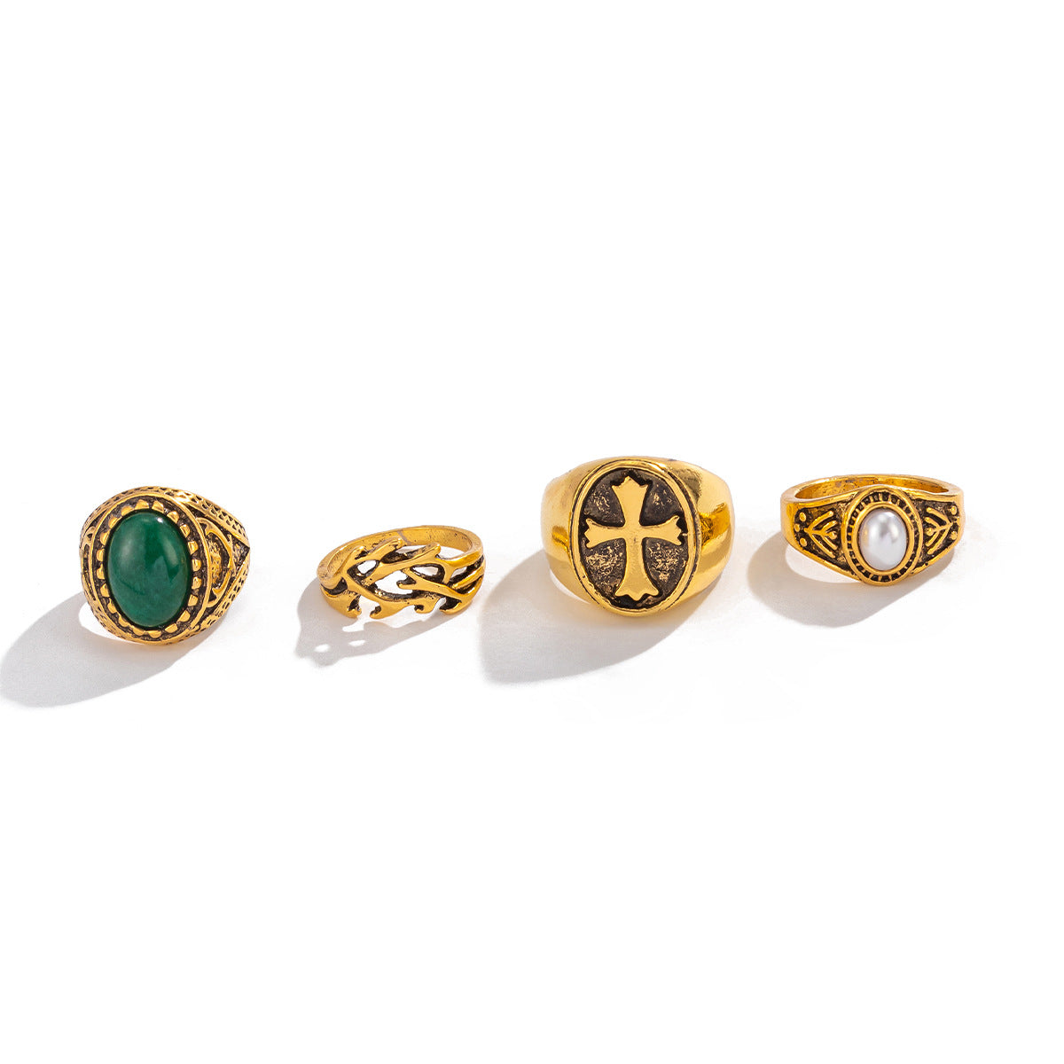 Men's Hip Hop Niche Cross Pearl Gem Ring