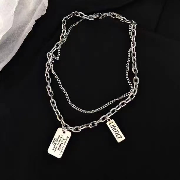Children's English Letter Double Layer Twin Boyish Look Necklace